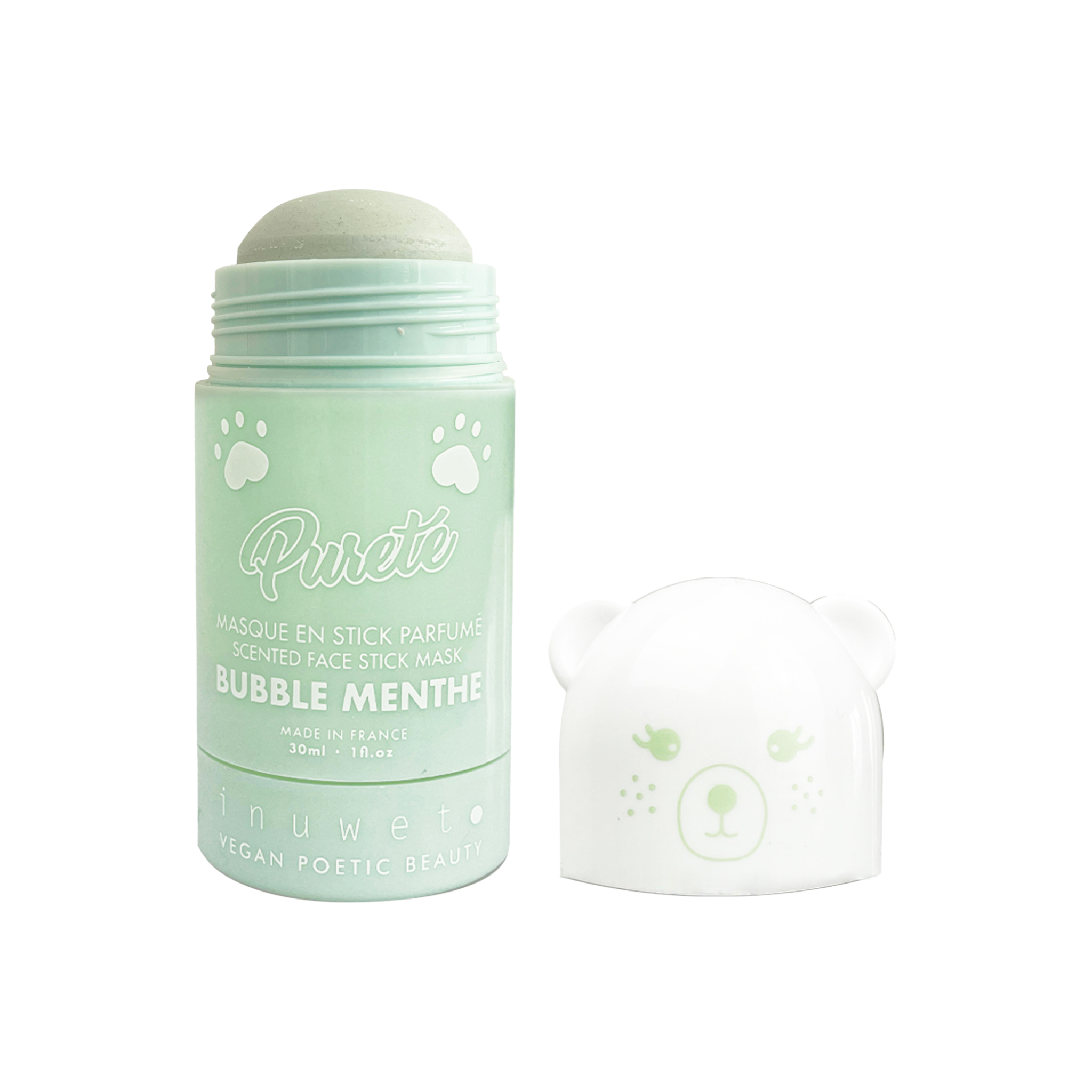 Masca stick purifianta pentru fata, cu argila alba si parfum de menta, Inuwet, 30 ml - imagine 2