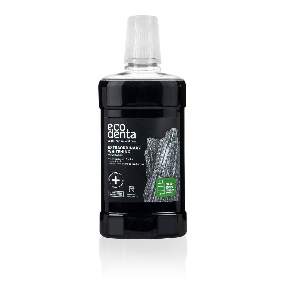Apa de gura cu carbune cu efect extra albire, Ecodenta, 500 ml - imagine 2