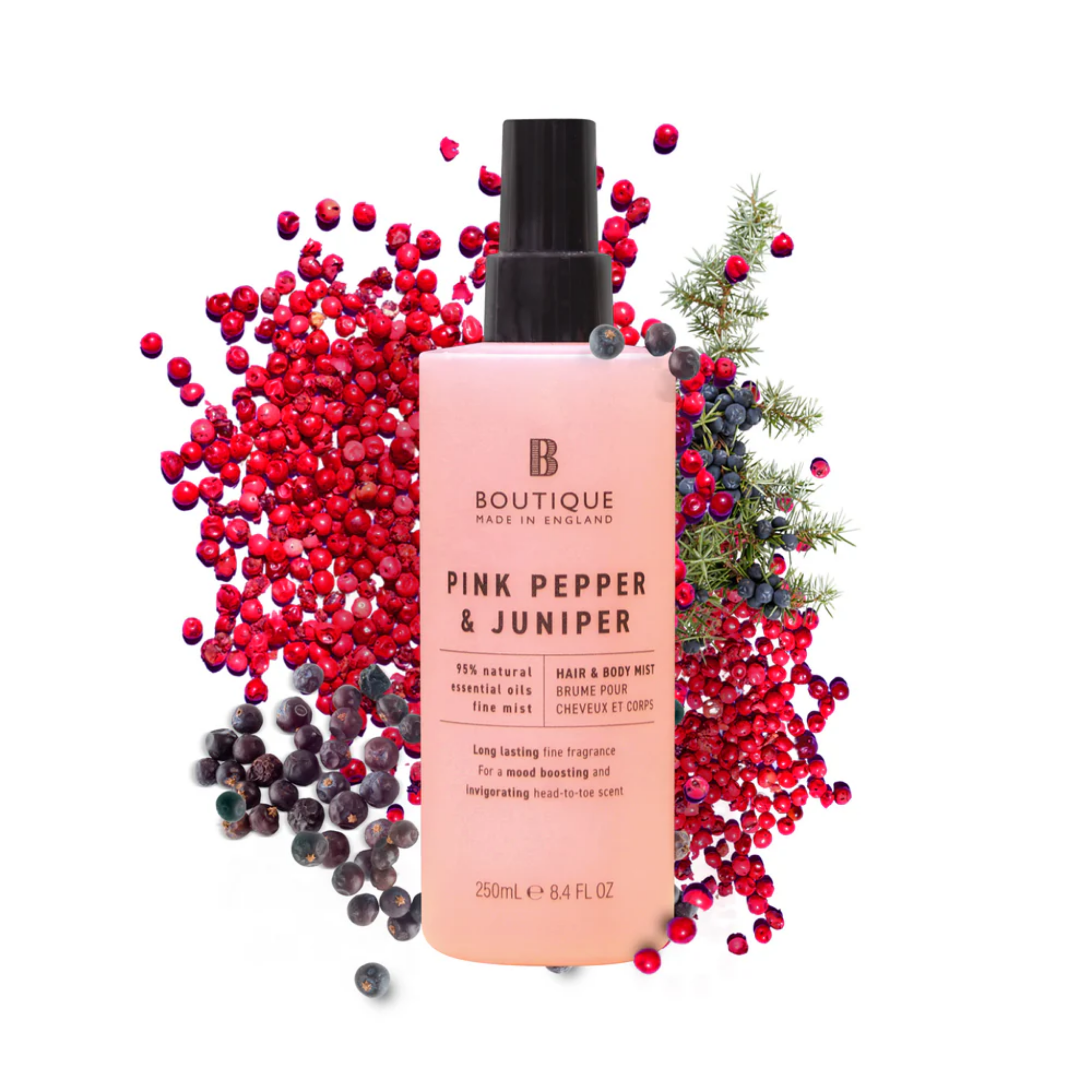 Spray pentru par & corp cu parfum de piper roz & ienupar, Boutique, 250 ml - imagine 2