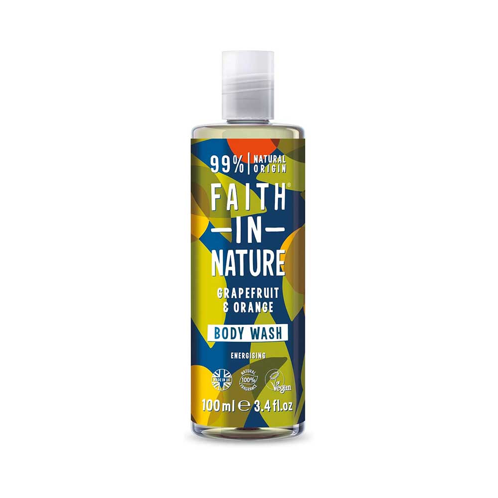 Gel de dus natural, energizant, cu grapefruit si portocala, Faith in Nature, 100 ml - imagine 2