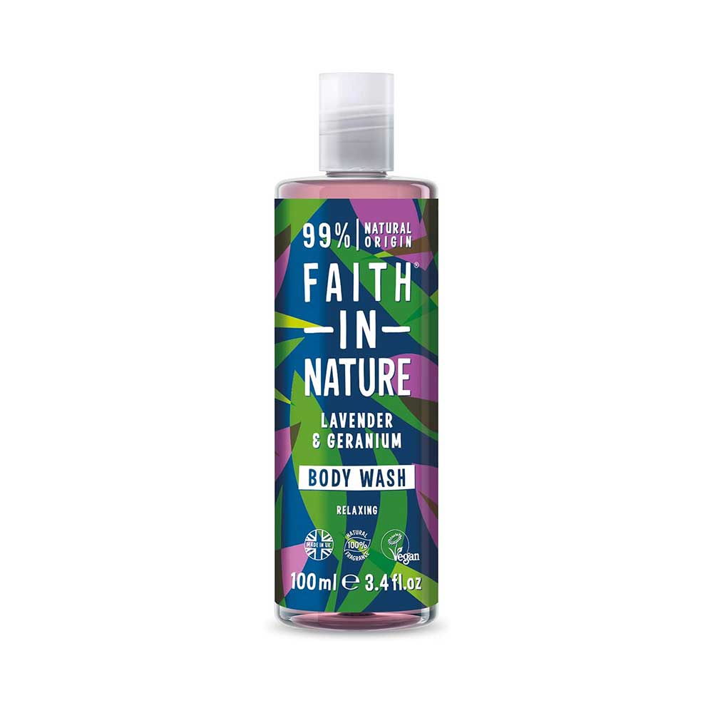 Gel de dus natural, relaxant, cu lavanda si muscata, Faith in Nature, 100ml - imagine 2