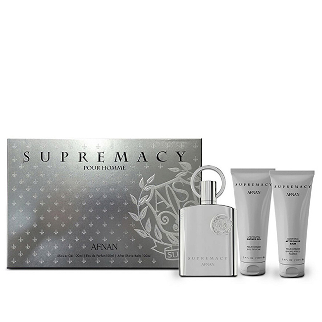 Afnan Supremacy Silver, Barbati, Eau De Parfum 100ml + Gel de Dus 100ml + Balsam after Shave 100