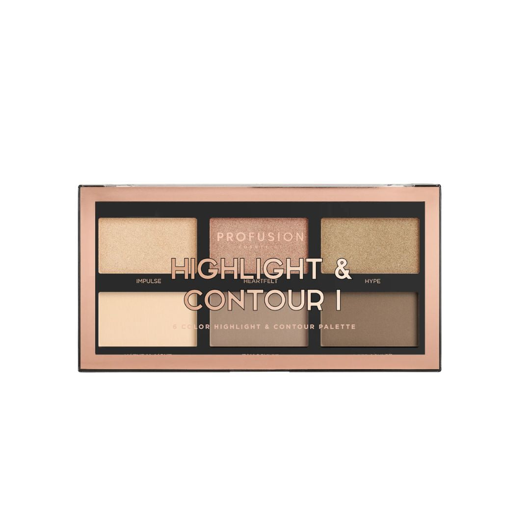 Paleta conturare si iluminare Highlight & Contour I, Profusion Cosmetics, 6 nuante, 16 g - imagine 2