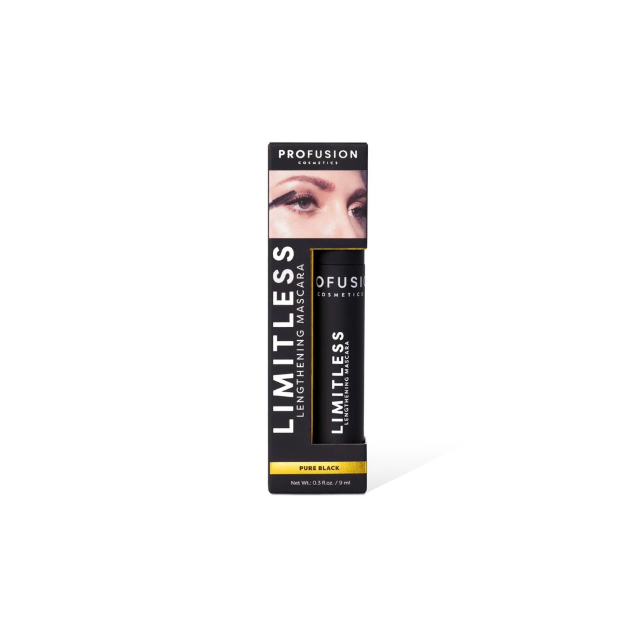 Mascara pentru alungirea genelor, Limitless, nuanta Pure Black, Profusion Cosmetics, 9 ml
