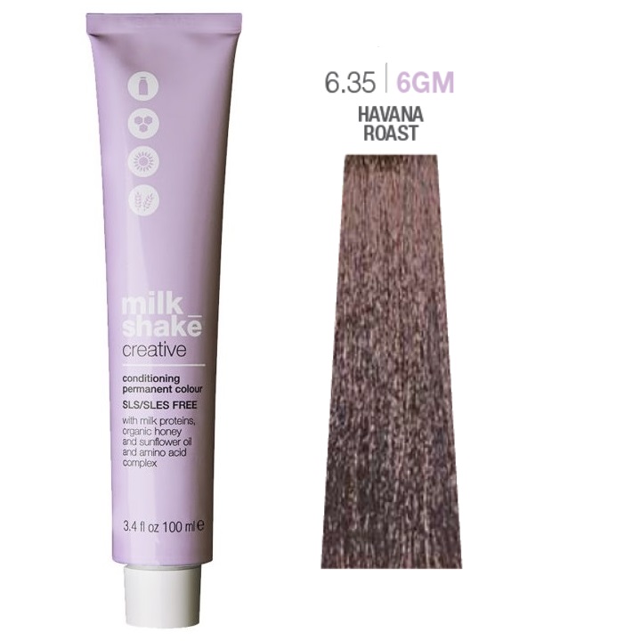 Vopsea permanenta Milk Shake Creative 6.356GM, Blond Inchis Cafea Prajita Havana, 100ml