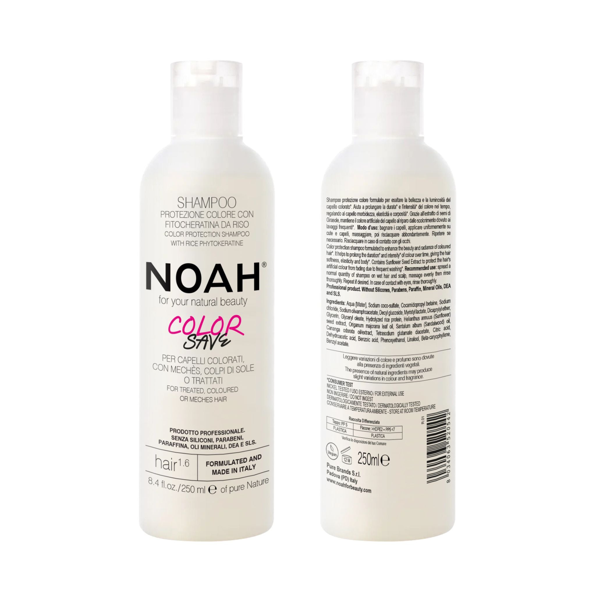 Sampon cu fitocheratina de orez pentru par vopsit (1.6), Noah, 250 ml - imagine 2