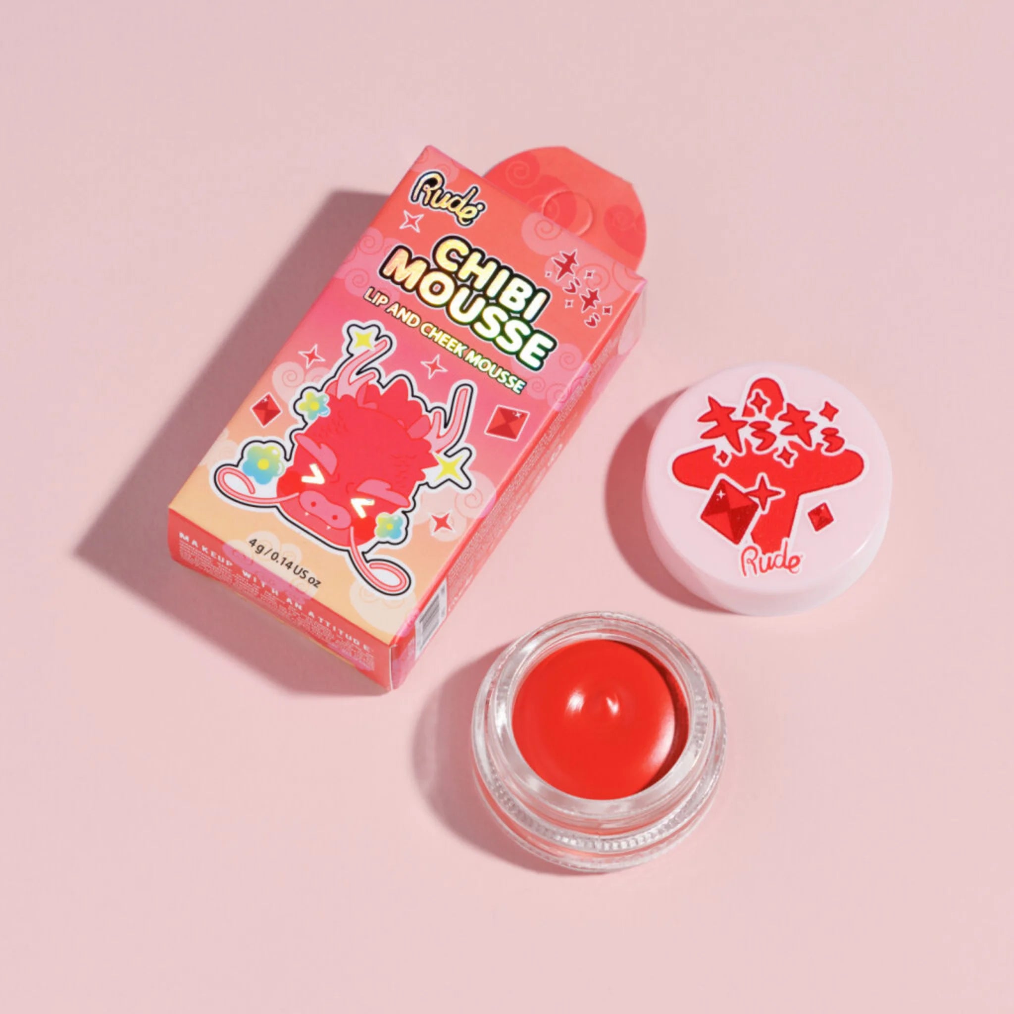 2 in 1 Blush & balsam de buze tip mousse Chibi Mousse, nuanta Toasty, Chibi Manga Collection, Rude Cosmetics, 4 g - imagine 2