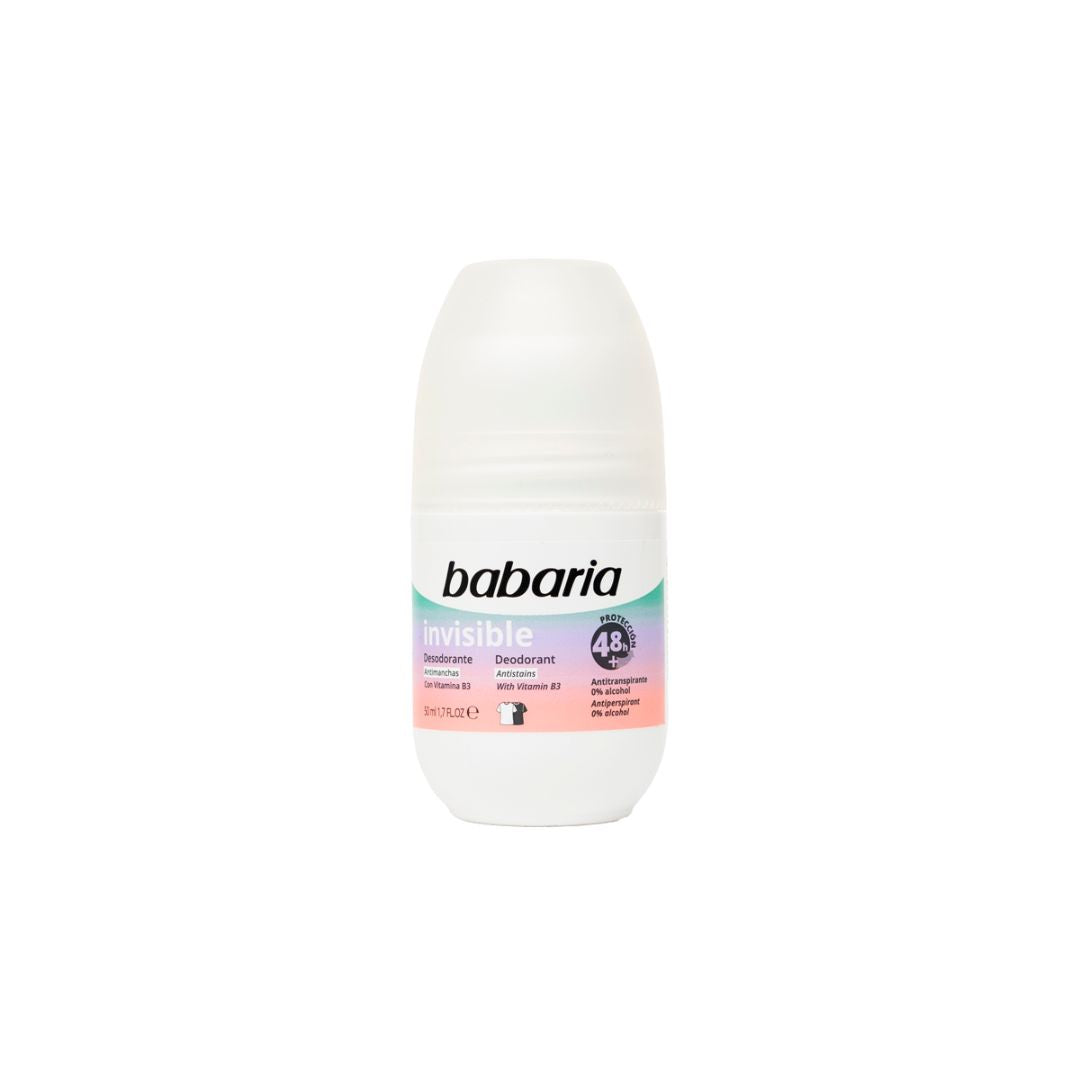 Deodorant roll-on fara alcool anti pete albe, Invisible, Babaria, 50 ml