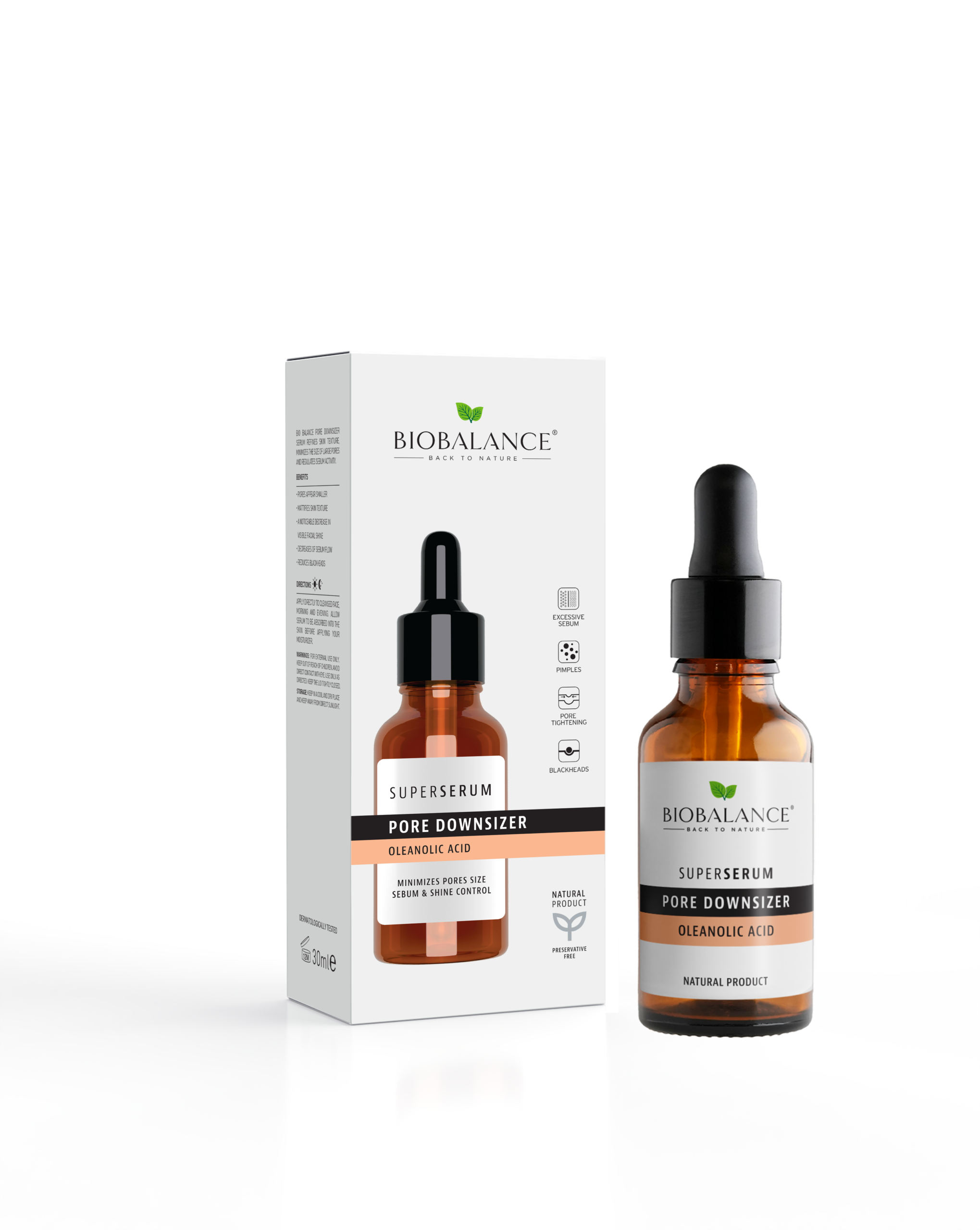 Super Serum Pore Downsizer cu Acid Oleanolic, pentru Tenul Gras si Pori Dilatati, Bio Balance, 30 ml - imagine 2