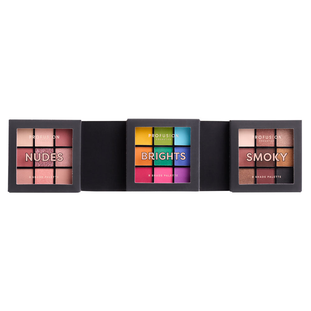 Ultimate Collection, Set 3 Mini Palete Farduri Vegane, 3 x 9 Nuante, Profusion Cosmetics, 164 gr - imagine 2