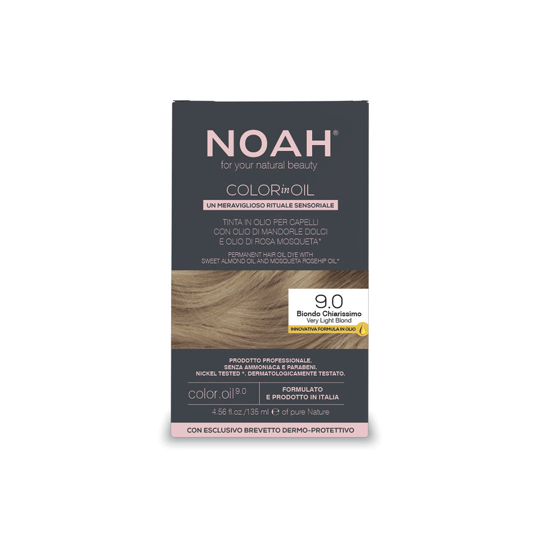 Vopsea de par permanenta fara amoniac pe baza de ulei, 9.0 Blond Foarte Deschis (Very Light Blond), Noah Color in Oil, 135 ml - imagine 2