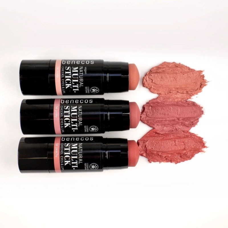 Fard, Ruj si Blush Multi-Stick Natural 3in1, BE PEACHY - Benecos - imagine 3