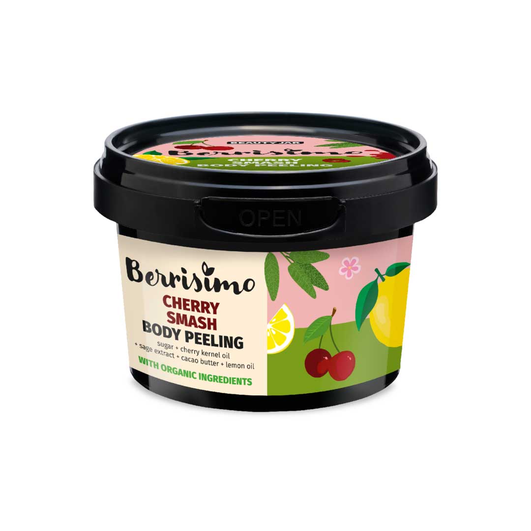 Exfoliant pentru corp cu zahar si ulei din sambure de cirese, Berrisimo, Beauty Jar, 280g - imagine 2